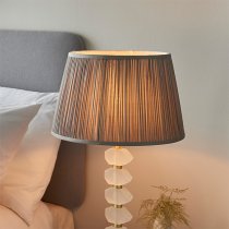 Awka Charcoal Silk Shade Table Lamp With Frosted Glass Base