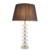 Awka Charcoal Silk Shade Table Lamp With Frosted Glass Base