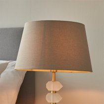 Awka Grey Linen Shade Table Lamp With Frosted Glass Base