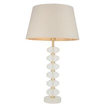 Awka Grey Linen Shade Table Lamp With Frosted Glass Base