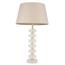 Awka Grey Linen Shade Table Lamp With Frosted Glass Base