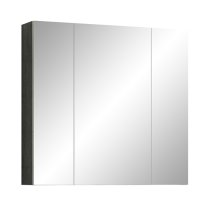 Reus Gloss Mirrored Bathroom Cabinet 3 Doors In Smokey Silver