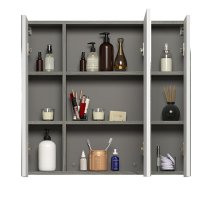 Reus Gloss Mirrored Bathroom Cabinet 3 Doors In Smokey Silver