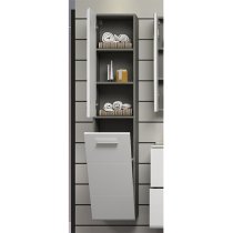 Reus Tall Wall Hung Gloss Storage Cabinet In Smokey Silver