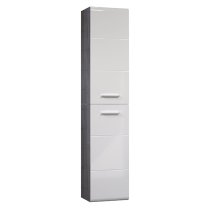 Reus Tall Wall Hung Gloss Storage Cabinet In Smokey Silver