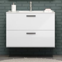 Reus Wall Hung High Gloss Vanity Unit With 2 Drawers In White