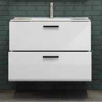 Reus Wall Hung High Gloss Vanity Unit With 2 Drawers In White