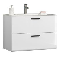 Reus Wall Hung High Gloss Vanity Unit With 2 Drawers In White