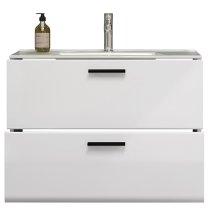 Reus Wall Hung High Gloss Vanity Unit With 2 Drawers In White