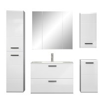 Reus Wall Hung High Gloss Bathroom Furniture Set 6 In White