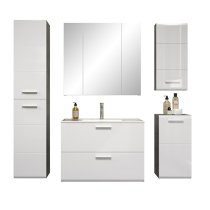 Reus Wall Hung Gloss Bathroom Furniture Set 6 In Smokey Silver