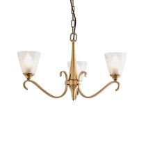 Cua 3 Lights Ceiling Pendant Light In Brass With Deco Glass