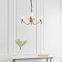 Cua 3 Lights Ceiling Pendant Light In Brass With Deco Glass