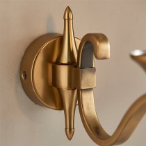 Cua Single Wall Light In Antique Brass With Deco Glass