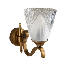 Cua Single Wall Light In Antique Brass With Deco Glass