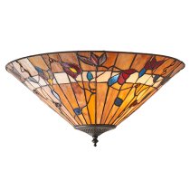 Bauchi Medium Tiffany Glass Flush Ceiling Light In Dark Bronze