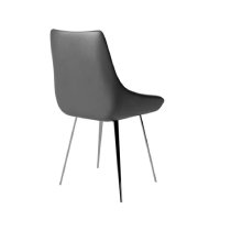 Laceby Grey Leather Dining Chairs With Chrome Legs In Pair