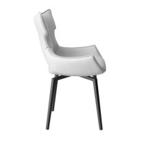 Rayong Swivel White Faux Leather Dining Chairs In Pair