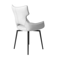 Rayong Swivel White Faux Leather Dining Chairs In Pair