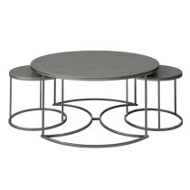 Ohrid Ceramic Set Of 3 Coffee Tables In Matt Grey