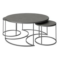 Ohrid Ceramic Set Of 3 Coffee Tables In Matt Grey