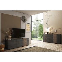 Noa Wooden Sideboard With 3 Doors In Titan And Mercury