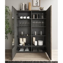 Noa Wooden Display Cabinet With 2 Doors In Titan And Mercury