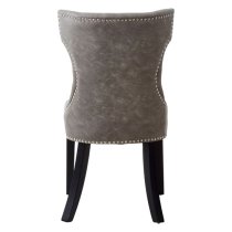 Adalinise Grey Leather Dining Chair With Wooden Legs In A Pair