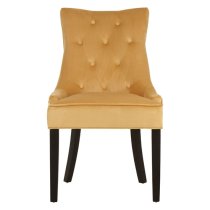 Adalinise Gold Velvet Dining Chair With Wooden Legs In A Pair