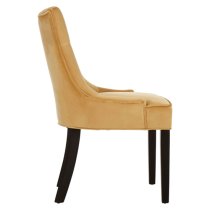 Adalinise Gold Velvet Dining Chair With Wooden Legs In A Pair