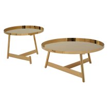 Alvara Round Metal Nest Of 2 Tables In Gold