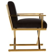 Agnetas Velvet Bedroom Chair In Black With Gold Frame