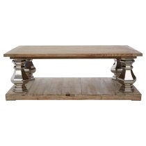 Mintaka Wooden Coffee Table With Silver Legs In Natural