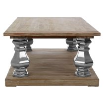 Mintaka Wooden Coffee Table With Silver Legs In Natural