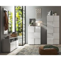 Aleta High Gloss Shoe Storage Cabinet With 2 Doors In White