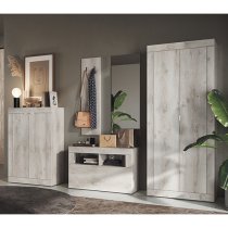 Taylor Wooden Hallway Furniture Set In White Oak Pinie