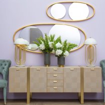 Vigap Oval Large Wall Bedroom Mirror In Gold Wooden Frame