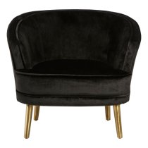 Luxury Round Upholstered Velvet Armchair In Black