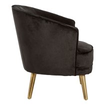 Luxury Round Upholstered Velvet Armchair In Black