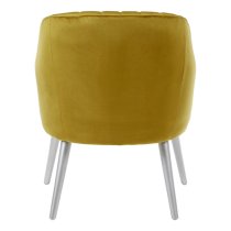 Luxury Upholstered Velvet Armchair With Silver Legs In Mustard