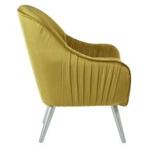 Luxury Upholstered Velvet Armchair With Wooden Legs In Mustard