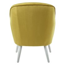 Luxury Upholstered Velvet Armchair With Wooden Legs In Mustard