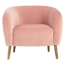 Luxury Round Upholstered Velvet Armchair In Pink