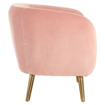 Luxury Round Upholstered Velvet Armchair In Pink