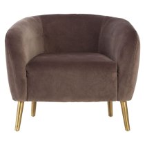 Luxury Round Upholstered Velvet Armchair In Grey