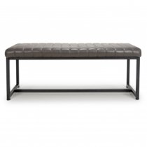 Aboba Leather Dining Bench With Metal Legs In Grey