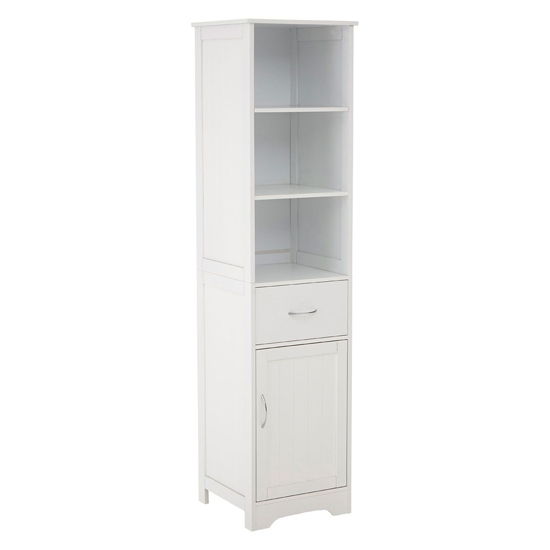 Partland Wooden Tall Bathroom Storage Cabinet In White