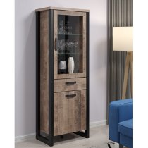 Erbil Wooden Display Cabinet With 2 Doors In Tobacco Oak