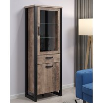 Erbil Wooden Display Cabinet With 2 Doors In Tobacco Oak