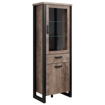 Erbil Wooden Display Cabinet With 2 Doors In Tobacco Oak